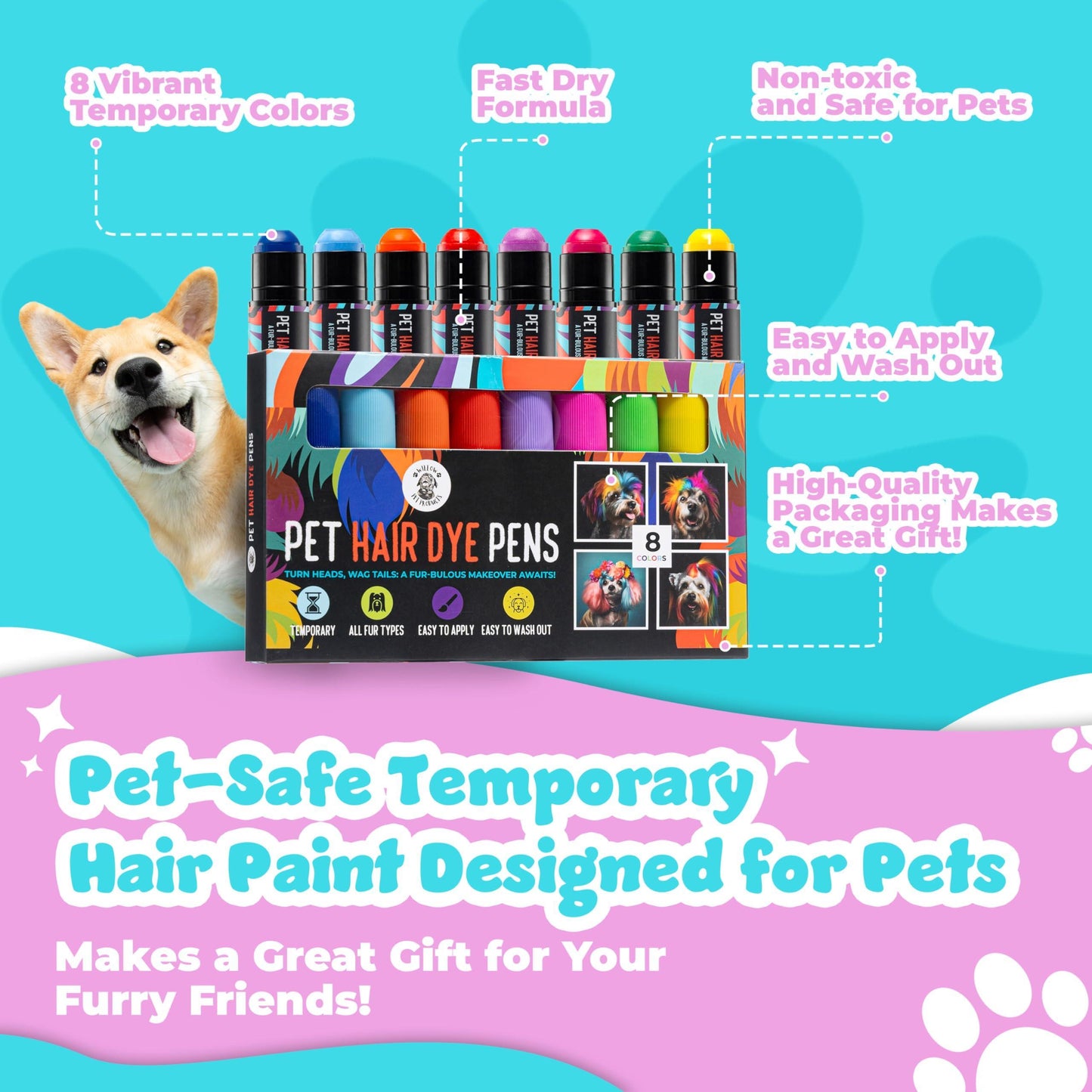 Dog Hair Dye  8 Color Dog Safe Hair Dye  Dog Dye Non Toxic &