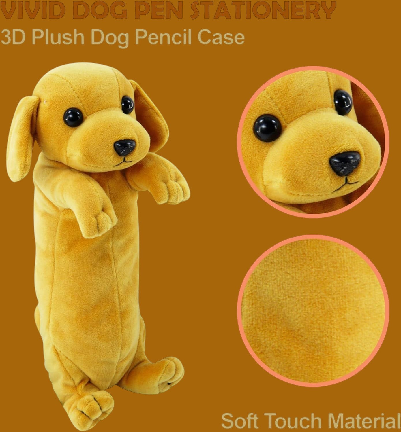 3D Plush Dog Pencil Case – Soft & Cute Storage Pouch