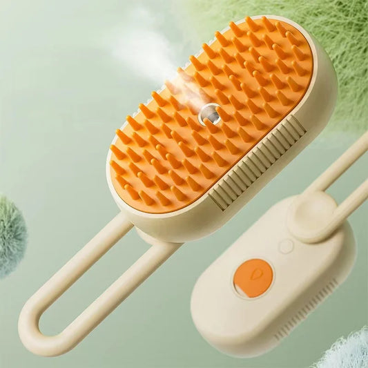 3-in-1 Electric Pet Grooming Brush with Steam Spray and Massage Function for Dogs and Cats