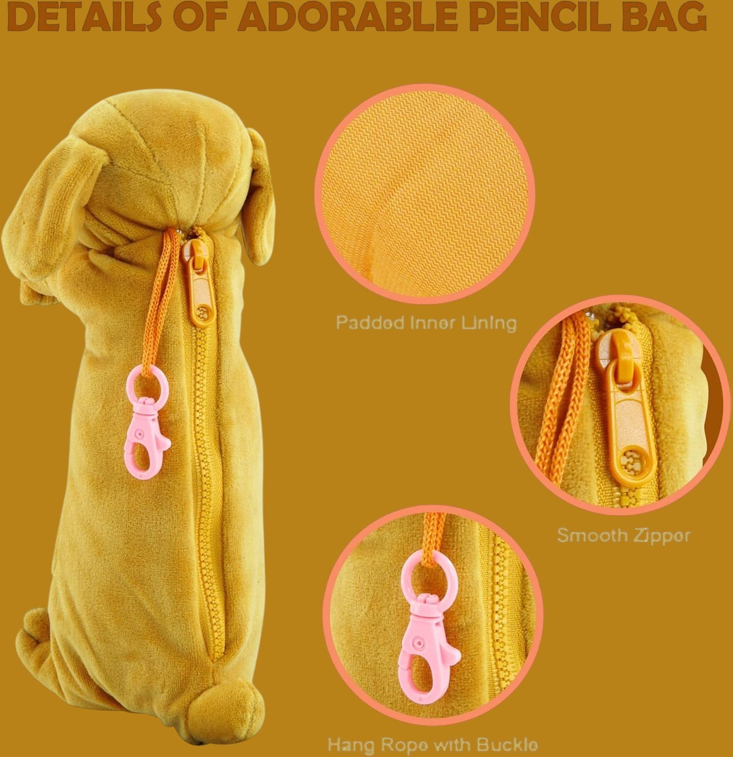 3D Plush Dog Pencil Case – Soft & Cute Storage Pouch